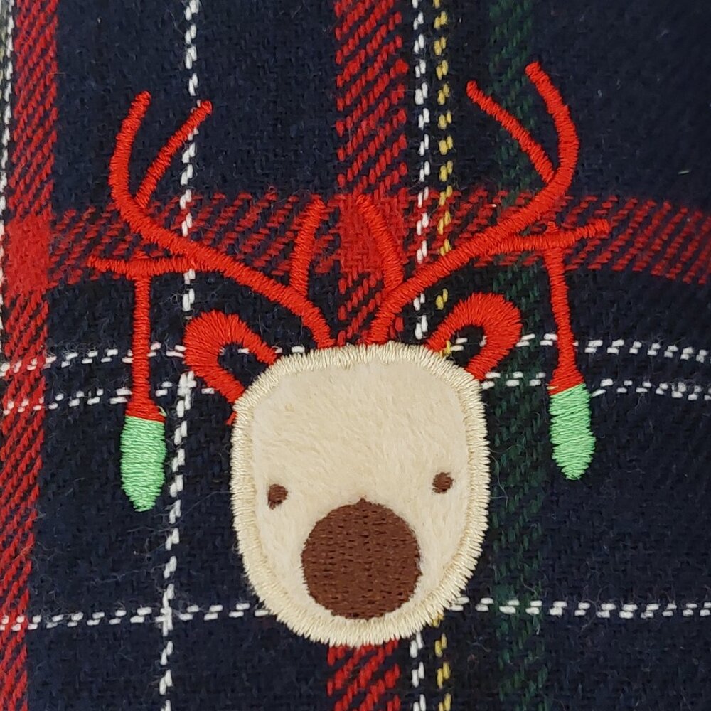 KuaiLu Plaid Holiday Reindeer Slippers Size 7 - Picture 3 of 9
